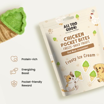 All Too Good Chicken Pocket Bites Freeze-Dried Treats Frosty Ice Cream 60g All Too Good Chicken Pocket Bites Freeze-Dried Treats Frosty Ice Cream 60g